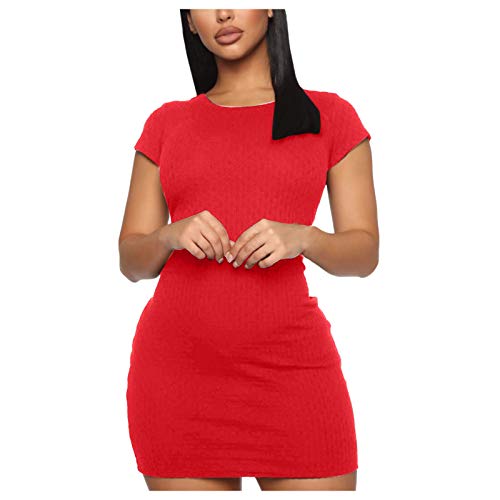 Vestito da donna sexy, corto, rotondo, con tasca ultra sui fianchi, abito da donna, in velluto, stretto e sexy, alla moda, per il tempo libero, adatto per feste, Colore: rosso, XL Vestito da donna sexy, corto, rotondo, con tasca ultra sui fianchi, abito da donna, in velluto, stretto e sexy, alla moda, per il tempo libero, adatto per feste, Colore: rosso, XL