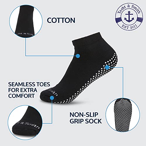 Yacht & Smith Women's Non Slip No-Skid Socks with Grips, 97% Cotton, For Hospital, Yoga, Pilates, Barre, Grippy Ankle Sock3