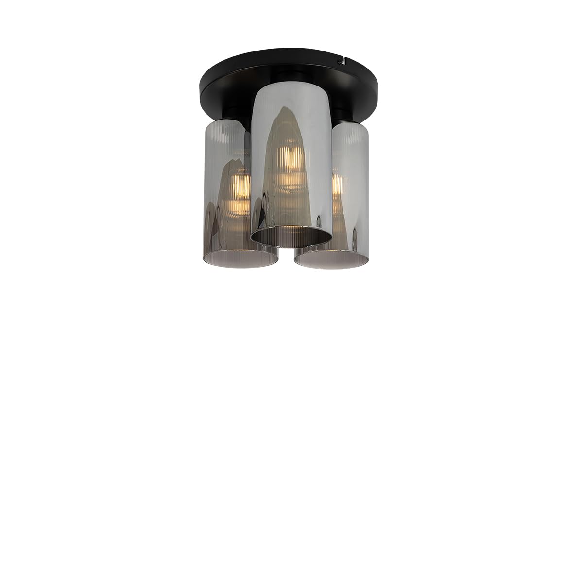 QAZQA Deckenleuchte Laura Deckenlampe Schwarz mit Rauchglas