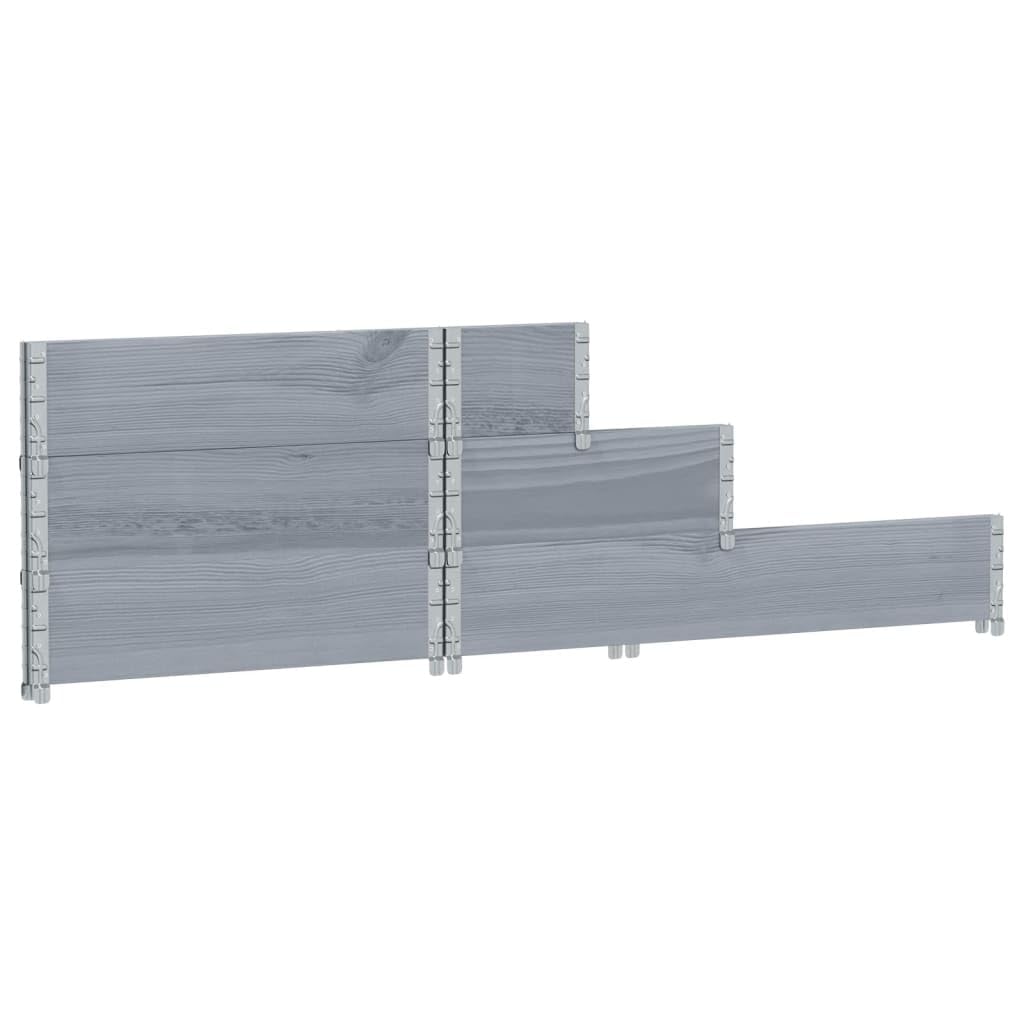 Ramka na palety, 3-krotna, szara, 120 x 80 cm, lite drewno sosnowe, składana, z ocynkowanymi metalowymi narożnikami, do ogrodu, na taras, balkon, do przechowywania wewnątrz i na zewnątrz
