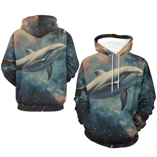 Sweat à capuche dauphin spatial imprimé galaxie manches longues S
