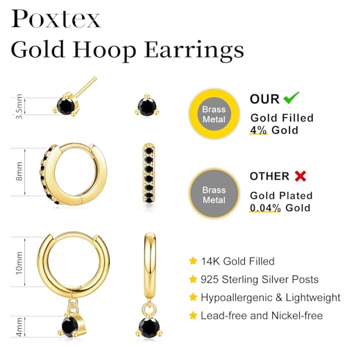Small Gold Huggie Hoop Earrings Stacks for Women, Hypoallergenic 925 Sterling Silver Stud Earring for Multiple Piercings, Lightweight Mini Cute Dainty Trendy Cartilage Hoops Jewelry Set Gift4