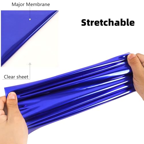 Image of FUNKAKA Heat Transfer Vinyl Glossy Blue HTV Rolls, 12 inch x 9ft Soft Metal Iron on Vinyl for T-Shirts Stretchy Thin Soft PU HTV Vinyl for All Cutter Machines Easy to Cut & Weed for Heat Transfer Design