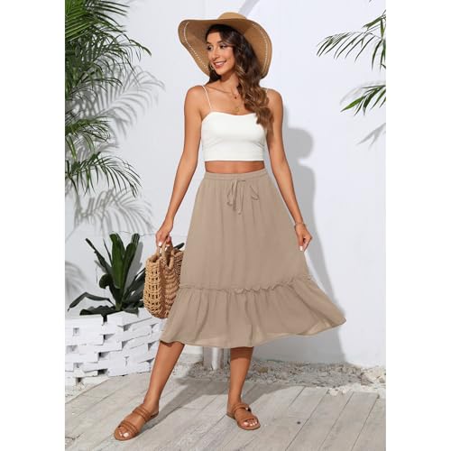 Image of Witsmile High Waist Tiered Skirts for Women Flowy Skirts for Women Long Length with Pockets 2026 Fashion Trendy