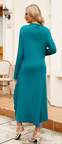 Image of Newchoice Womens Long Cardigan Summer Casual Draped Open Front Lightweight Long Sleeve Cardigan Duster with Pockets