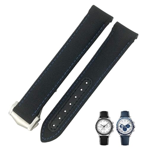 Bracelet montre nylon 20mm 21mm pour Omega Seamaster 300 et Speedmaster à extrémité incurvée