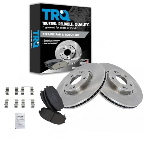 Image of TRQ Front Brake Pad and Rotor Set Ceramic Vented Rotors | For 2010-2013 Kia Forte 2010-2013 Forte Koup