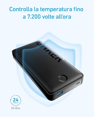 Anker Power Bank, 325 PowerCore 20K II, Batteria da 20.000 mAh con Porta USB-C (input & output), Potenza Massima di 15 W per iPhone 16, Samsung e altro ancora(Nero) - Immagine 4