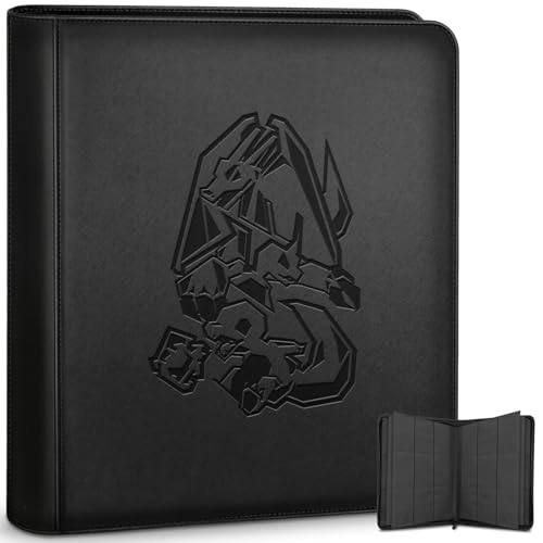 Ravaver Toploader Binder, Oversized 9 Pocket 252 Top loaders Holder with Side-Loading Sleeves for Trading Cards in 3\" x 4\" Toploader (Black)