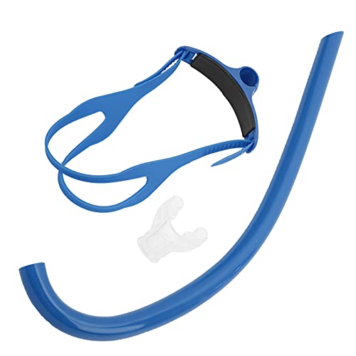tomvorks Swim Snorkel Silicone Mouthpiece Training Gear Body Balancing Sturdy Tube Buckle Adjustable Headband All Levels (Blue)