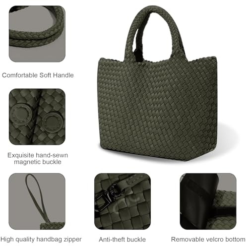 Bolso grande tejido para mujer con asa de neopreno miniatura 4