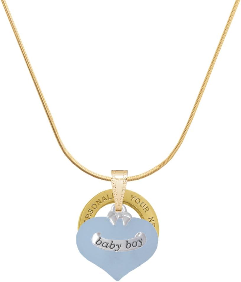 Delight Jewelry Heart with Baby Feet - Custom Goldtone Message Ring Necklace, 18"
