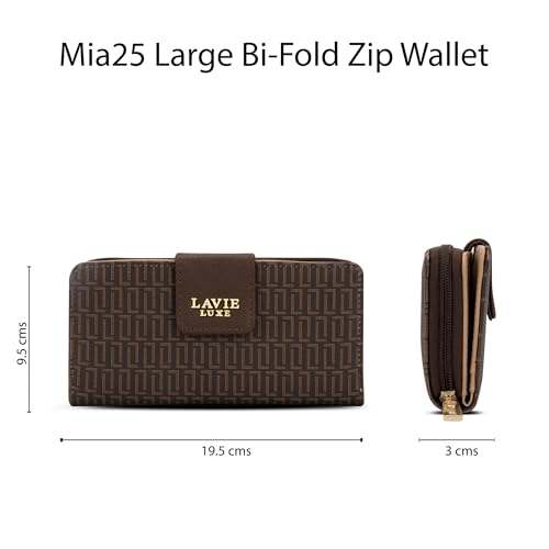 Image of Lavie Luxe Women's Mono Mia25 Bifold Zip Wallet |Gift For Ladies