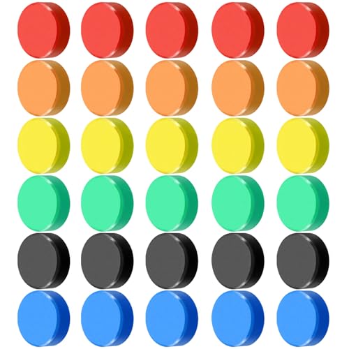 30 St&uuml;ck K&uuml;hlschrankmagnete Bunt Magnete f&uuml;r Magnettafel, Rund, 6 Farben