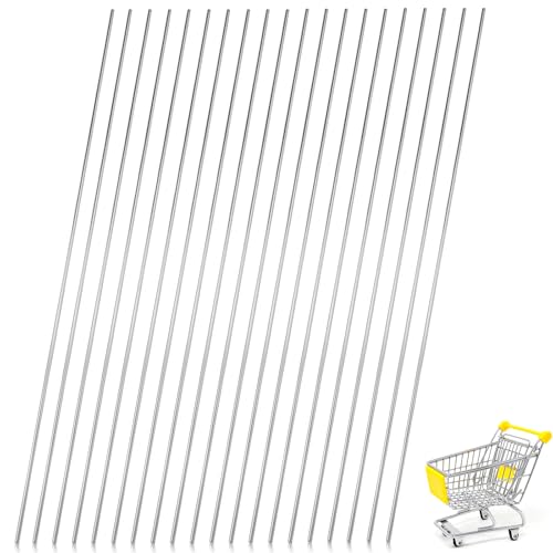 20 Stück Edelstahlstäbe, 304 Edelstahl Metallstange, Stahlstange, Edelstahl Stange, Rundstahl für DIY-Handwerk Modellflugzeug Modellschiff Modellauto (Silbrig, 8 x 300mm)