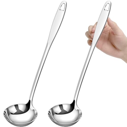 katmerio Edelstahl Suppenschöpfer, 2 Stück Schöpfkelle Zum Servieren und Schöpfen von Suppen, Spülmaschinengeeignet, Saucen-/ Schöpflöffel, Schöpfkelle katmerio Edelstahl Suppenschöpfer, 2 Stück Schöpfkelle Zum Servieren und Schöpfen von Suppen, Spülmaschinengeeignet, Saucen-/ Schöpflöffel, Schöpfkelle
