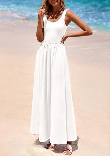 PRETTYGARDEN Womens Summer Casual Scoop Neck Sleeveless Long Dresses Tank Top Patchwork Aline Swing Maxi Dress with Pockets3