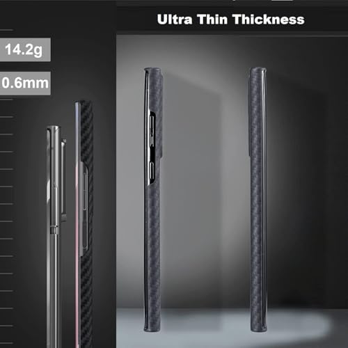 Image of Midkart Matte Case Compatible with Samsung Galaxy S25 Ultra Release 2025 Matte Carbon Pattern Sturdy Durable Aramid Fiber Super Light at 0.6mm Thin Fine Hole Camera Protection Cover, Black