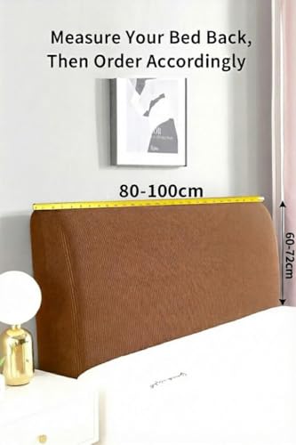 Image of HOMETHREADS 200 GSM Stretchable Jacquard Headboard Cover | Soft, Dust-Proof & Wrinkle-Resistant Bed Back Protector | Fits Leather, Wooden & Fabric Bedsides | for 3ft to 3.5ft Beds (Grey,90x65cm)