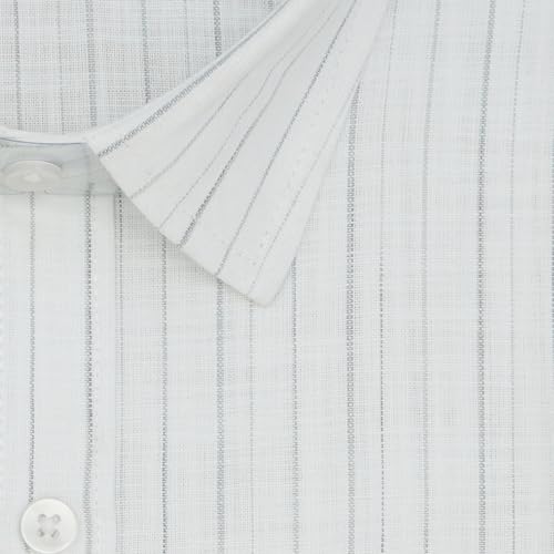Image of GHPC Cotton Linen Striped Half Sleeves Regular Fit Formal Shirt for Men