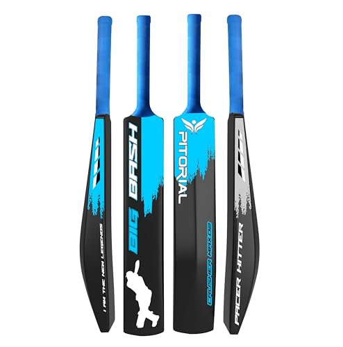 Image of Hard Plastic Cricket Bat, 10-12 Years, 450g-550g, Blue Premium Lightweight Heavy Duty Plastic Bat for Kids Boys Girls, Perfect Junior Size Outdoor Sports Equipment for Tennis Ball Cricket