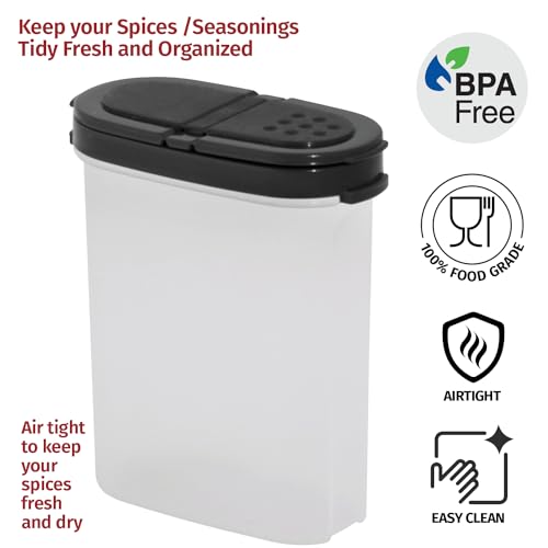 Image of Signoraware Sprinkles N Spice BPA Free Plastic Big Container with Lid (280mlx2 | Set of 2 | Black)