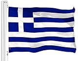 G128 Greece Greek Flag | 3x5 Ft | LiteWeave Pro Series Printed 150D Polyester | Country Flag, Indoor/Outdoor, Vibrant Colors, Brass Grommets, Thicker and More Durable Than 100D 75D Polyester