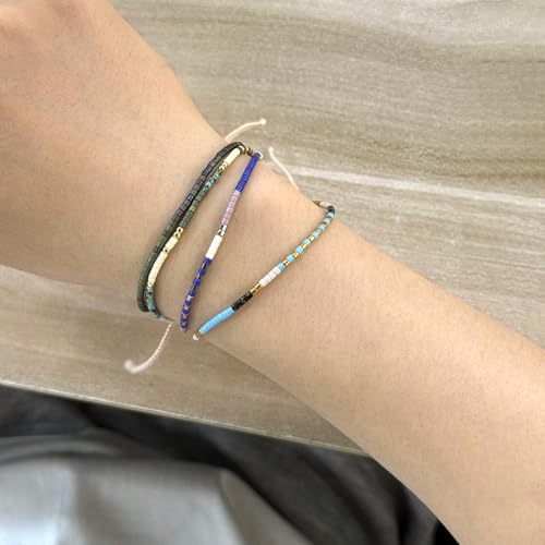 Image of KELITCH Boho Women Crystal Shell Beaded Friendship Bracelets Handmade Strand Bracelet Bangles Jewelry