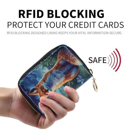 Credit Card Holder Animal Fox Mini Leather Wallet Card Holder Zipper Wallet For Man And Women2