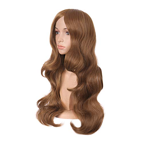 Image of MapofBeauty 24 Inch Long Wavy Side Bangs Anime Cosplay Wig, Light Brown | 60 cm Synthetic Fiber Wig, Women, Charming, Party