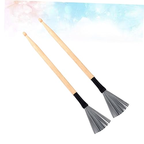 ERINGOGO 2 piezas de baquetas de madera de 294 mm y cepillos de alambre de acero para batería, accesorios esenciales para principiantes en jazz miniatura 5