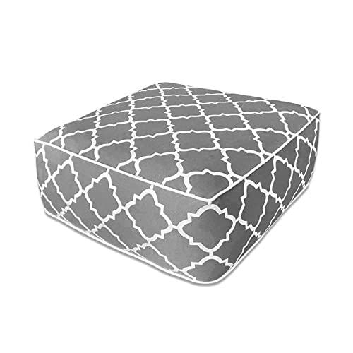 TRP Stylish Inflatable Grey White Ottoman Footrest Square shape,Size:23x9 inch, Geometrical Pattern| Indoor ALL seasons Used for Outdoor Garden Zipper Closed Durable Portable Water & Fade resistant