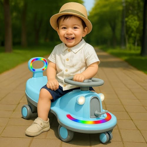 PANDAORIGINALS Musical with Lights Plasma car with Backrest Lights Ride On for Kids, Baby Car, Ride On Magic Car for Kids 2 to 8 Years Boys Girls (Train Blue)