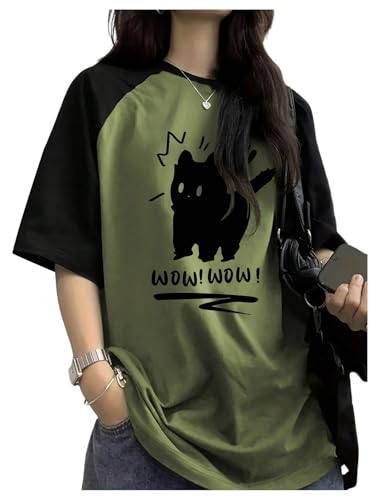 SOLY HUX Women's Cute Graphic T Shirts Preppy Baggy Tees Raglan Sleeve Aesthetic Oversized Tops Streetwear