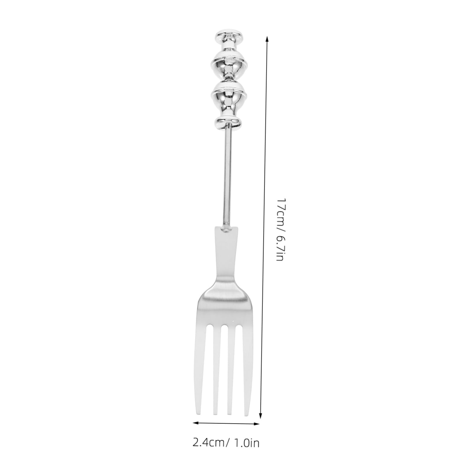 Unomor Stainless Steel Beaded Fork Serving Fork for Food Meat and Fruit Comfortable Grip for Daily Tableware Use