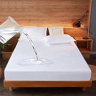 ESFOTO Double Bed Waterproof Mattress Protector Double Bed Fitted Mattress Cover Soft Noiseless Washable Breathable & Vinyl Free Bed Cover Fitted 30cm Deep (Double Size (135x190/200cm))