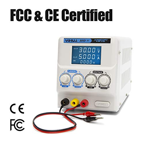 Yihua 305D-Iv Regulated Variable Dc Lab Power Supply 0-5A 0-30V Low Noise Bench Switch Mode Power Supply With Alligator Clips, High Precision For R&D, Labs, Laptops, Phone Repair & Electronic Diy #TOP2