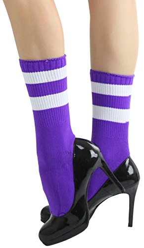 Image of ToBeInStyle Women's Acrylic Ankle Hi With Double Stripe Top Crew Fun Athletic Socks