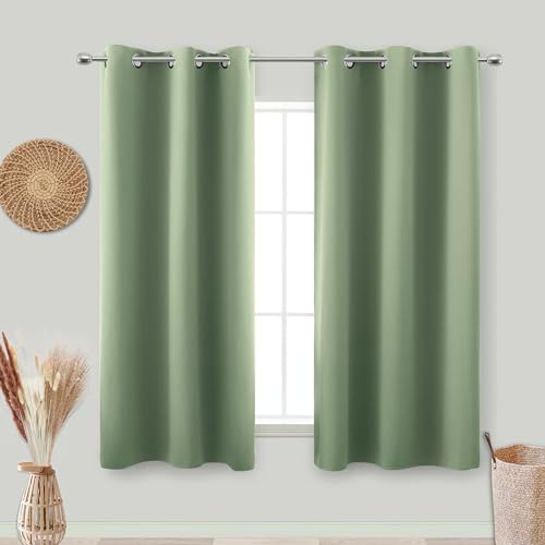 Image of KOUFALL 48 Inch Curtains Long Short Length,Blackout Window Curtains for Kitchen Bedroom,Sage Green