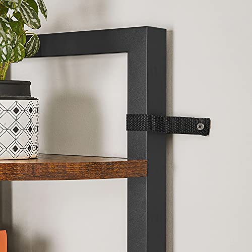 VASAGLE Eckregal mit 5 Ablagen, Bücherregal, Aufbewahrungsregal, multifunktional, für Wohnzimmer, Schlafzimmer, Büro, 30 x 30 x 150 cm, Industrie-Design, vintagbraun-schwarz LLS803B01