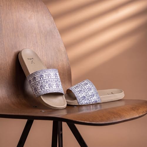 Image of YOHO Tropica Printed Comfortable Women Slides | Stylish Rainy Footwear & Waterproof Monsoon Sandals | Soft Inner Lining On Strap