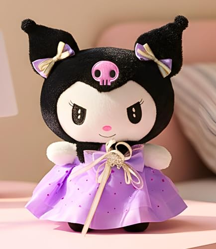 Image of Tickles Cute Anime Doll Soft Stuffed Plush Cartoon Character Toy for Kids Boys & Girls Birthday Gift (Color: Purple & Black Size: 25 cm)