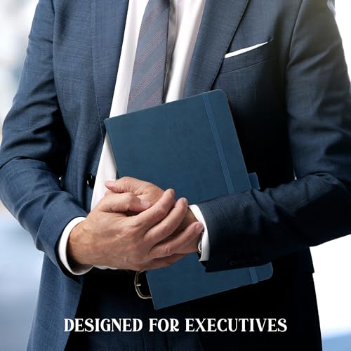Image of Doodle Pack of 10 Personalized A5 Executive PU Leather Notebook Diary - Hard Bound Professional Office Notebook with Elastic Band, Ribbon Bookmark & Pen Loop | 160 Pages 80 GSM | Corporate & Personal Use - Blue