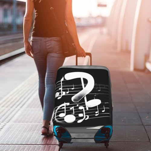 Housse valise polyester Large motif notes de musique noir et blanc lavable - 7