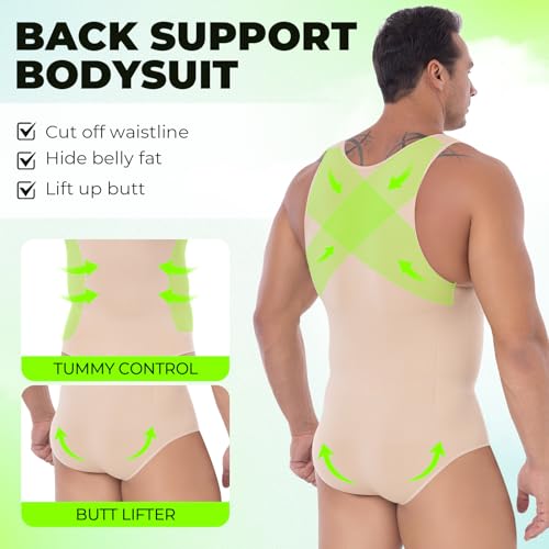 Mens Full Body Shaper Mens Shapewear Bodysuit Tummy Control Compression Undershirt Thigh Slimmer Fajas Para Hombres3