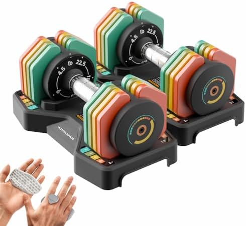 Adjustable Dumbbells Set 22.5LB Pair, 1-Sec Fast Adjustable 5 Fre...