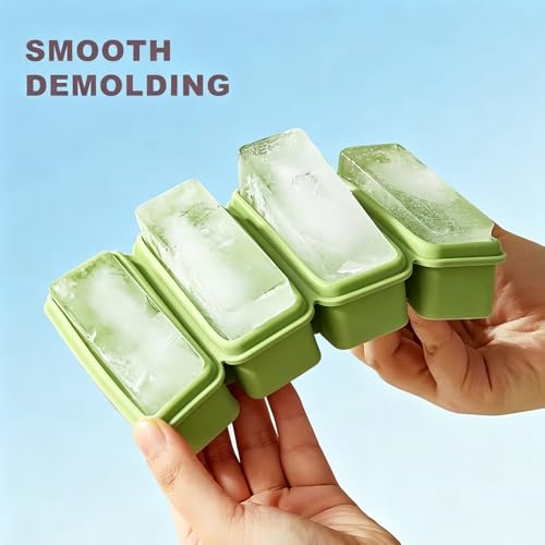Molde de silicona para hielo 4 cavidades con tapa verde miniatura 7