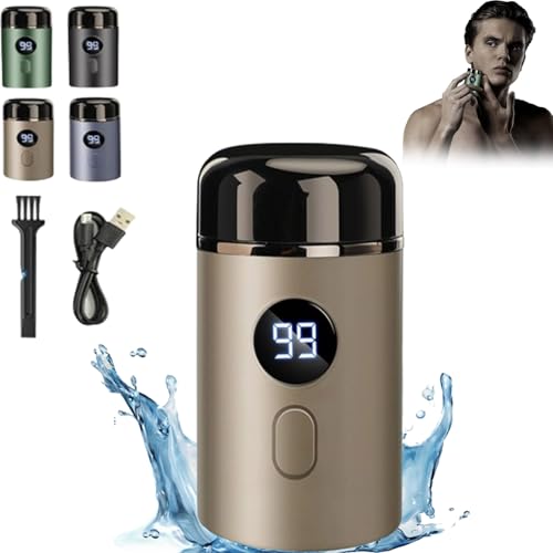 Timeateaシェーバー、Timeateaミニポータブル電気シェーバー、Timeatea電気カミソリ、ポケットサイズ洗える男性用電気カミソリ、男性用ミニシェーバー、充電式(ゴールド)