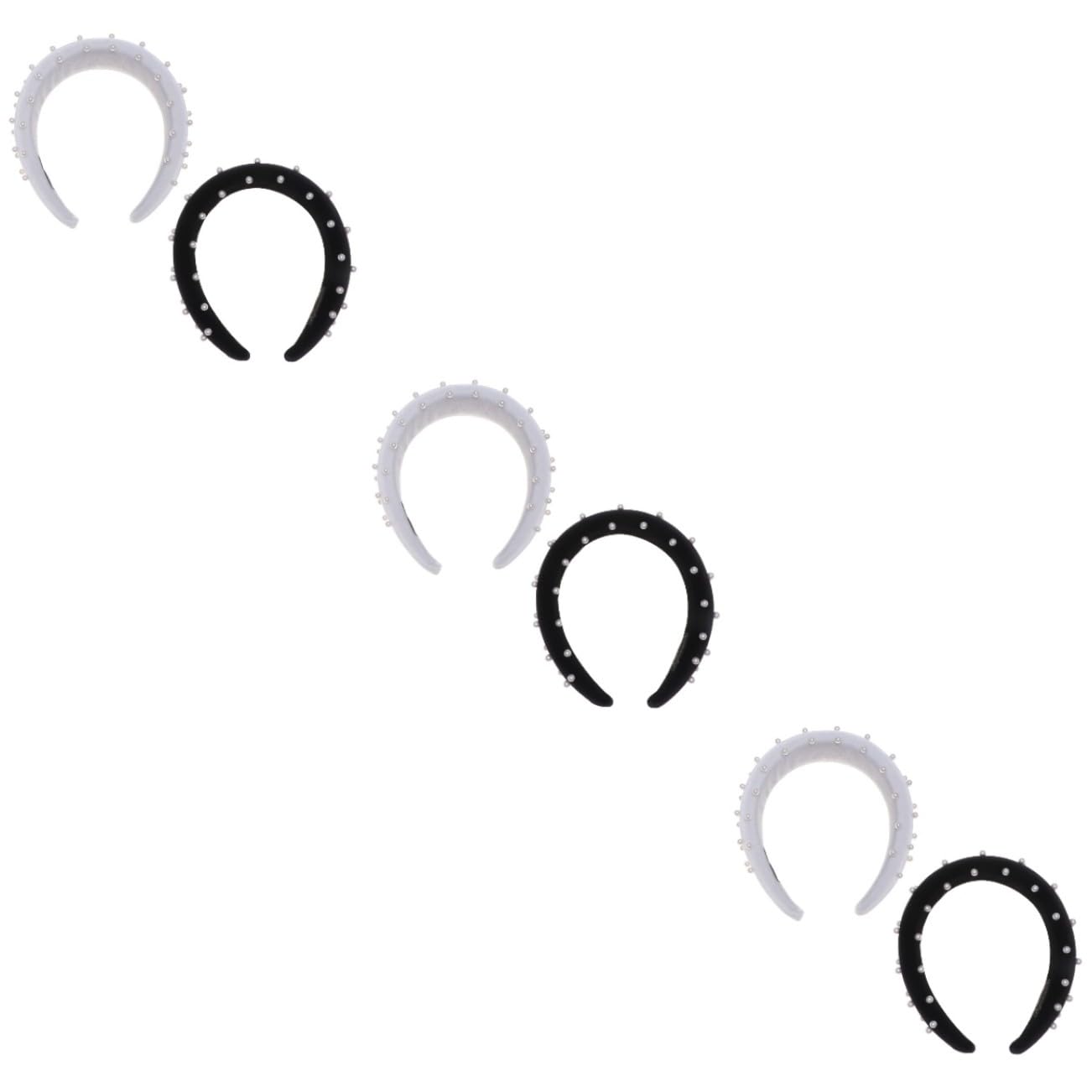 minkissy 6piezas Diadema De Perlas Esponja Flannelette Para Mujer Negro y Accesorio De Moda Para Fiesta y Uso Diario