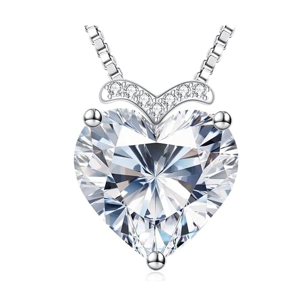 Forever Love Heart Pendant Necklaces for Women, 2-5 Carat Heartshape Moissanite Sterling Silver Pendant Jewelry, Ideal Anniversary Present or Birthday Gifts for Wife Her Girlfriend Mom Daughter